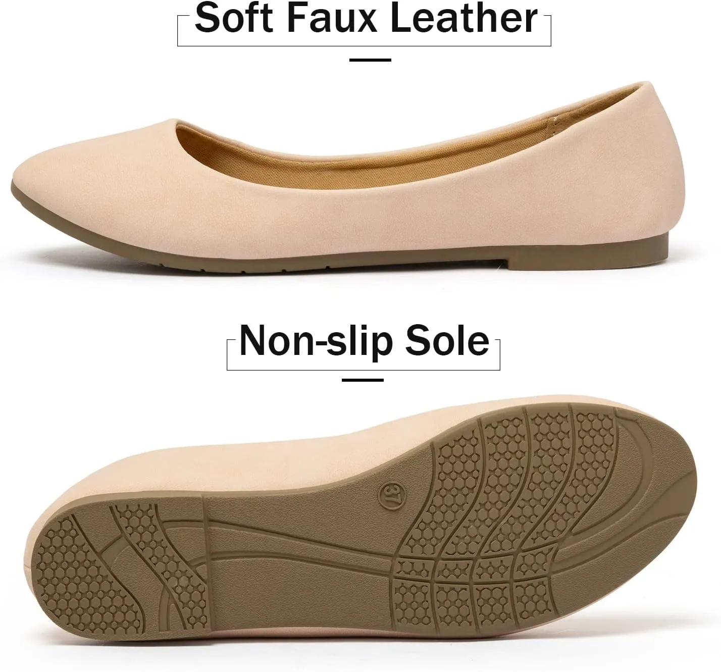katliu Women Comfort Flats Round Toe Ballet Flats Slip on Walking Flat Shoes