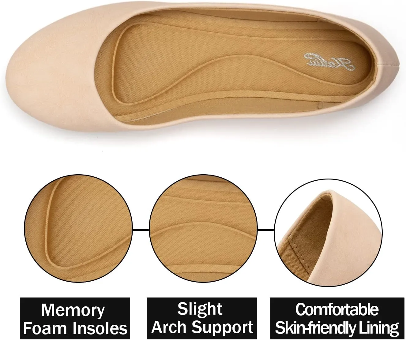 katliu Women Comfort Flats Round Toe Ballet Flats Slip on Walking Flat Shoes