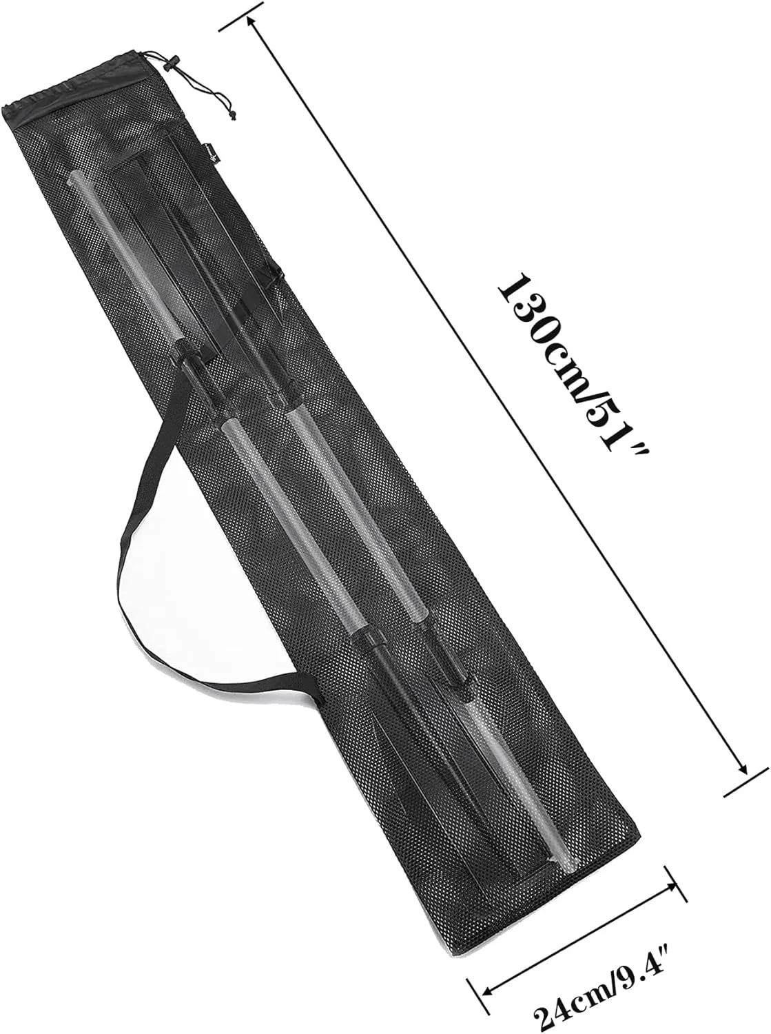 Kayak Paddle Bag Drawstring Mesh paddle Bag Adjustable Shoulder Strap Oar Bags Portable Kayak Paddle Storage Bag Long Kayak Boat Canoe Nets Storage Carry Multiple Paddles