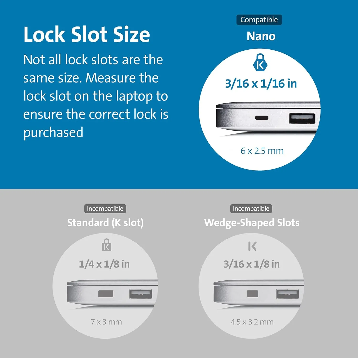 Kensington Combination Laptop Lock for Nano Size Security Slot, Resettable 4-Digit Combination Lock (K60214WW)