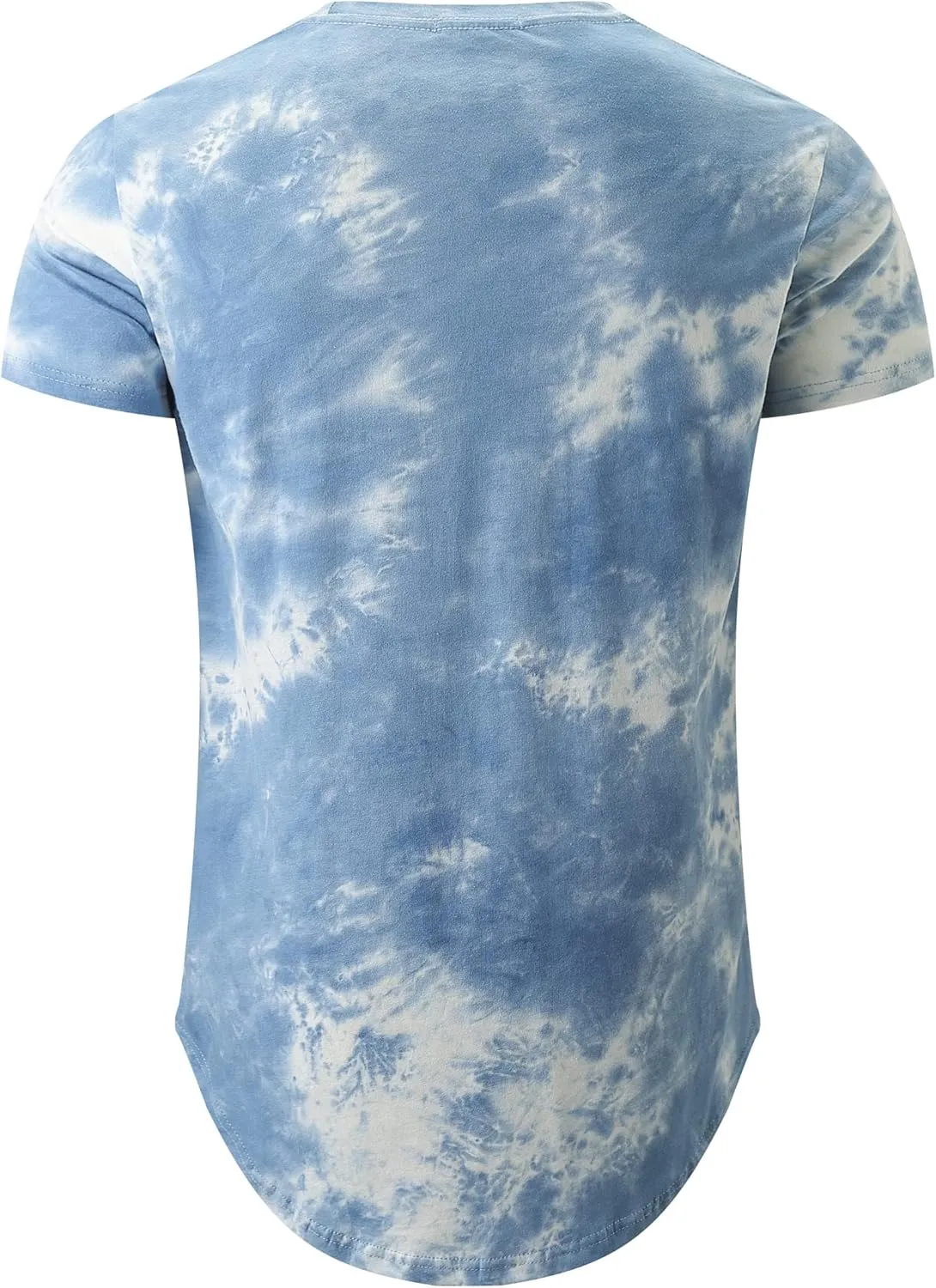 KLIEGOU Mens Hip Hop Tie-Dyed Hipster Curve Hem T Shirt