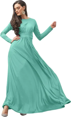KOH KOH Womens Long Sleeve Flowy Empire Waist Fall Winter Party Gown