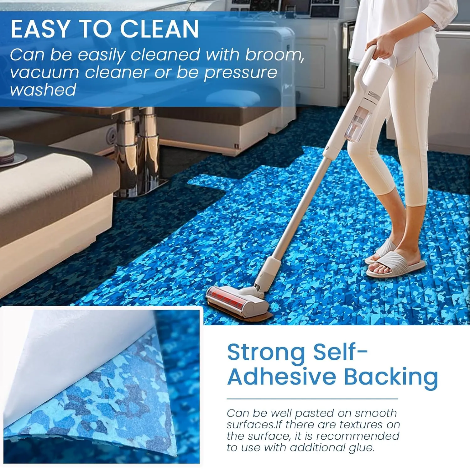 KXKZREN Camo Boat Flooring EVA Foam 23.6"x94.4" Self-Adhesive Camouflage Decking Floor Sheet Marine Traction Pad for Kayak Yacht Motorboat Fishing Boat Cooler Tops