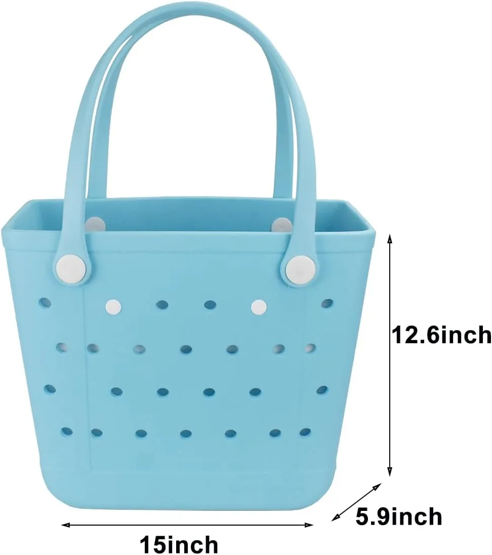 Large Beach Bag, Rubber Beach Tote Bag, Waterproof Washable Durable Open Beach Bag Tote for Beach Boat Pool Sports