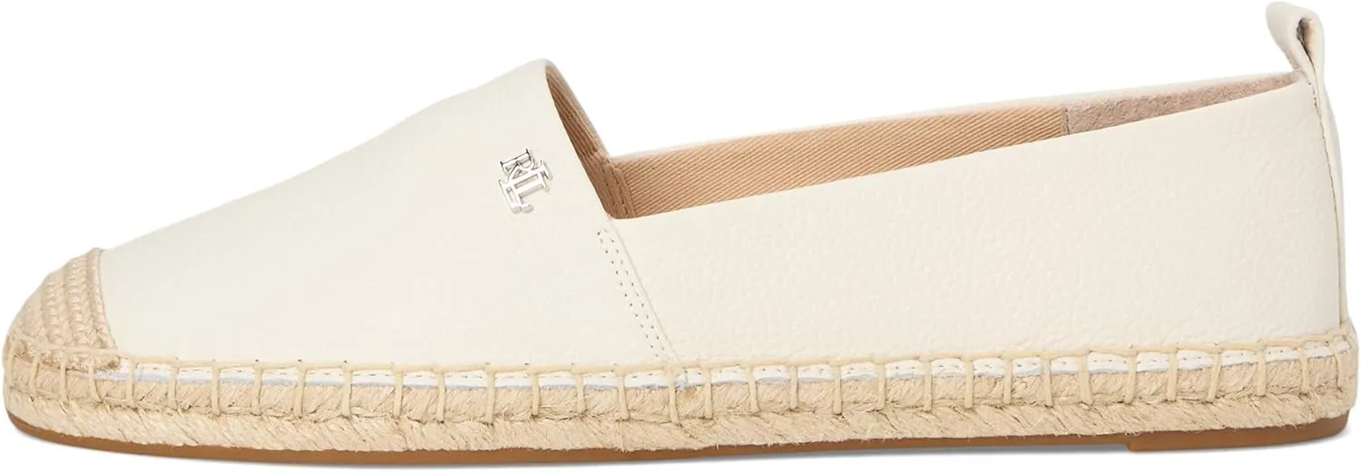 Lauren Ralph Lauren Women's Cameryn Iv Tumbled Leather Espadrille Loafer Flat