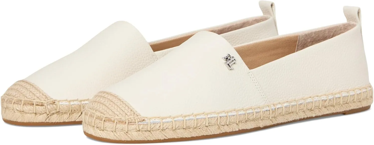 Lauren Ralph Lauren Women's Cameryn Iv Tumbled Leather Espadrille Loafer Flat