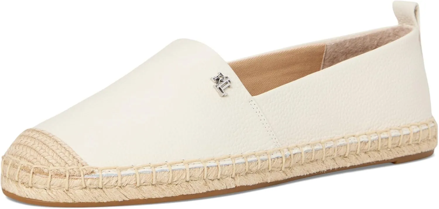 Lauren Ralph Lauren Women's Cameryn Iv Tumbled Leather Espadrille Loafer Flat
