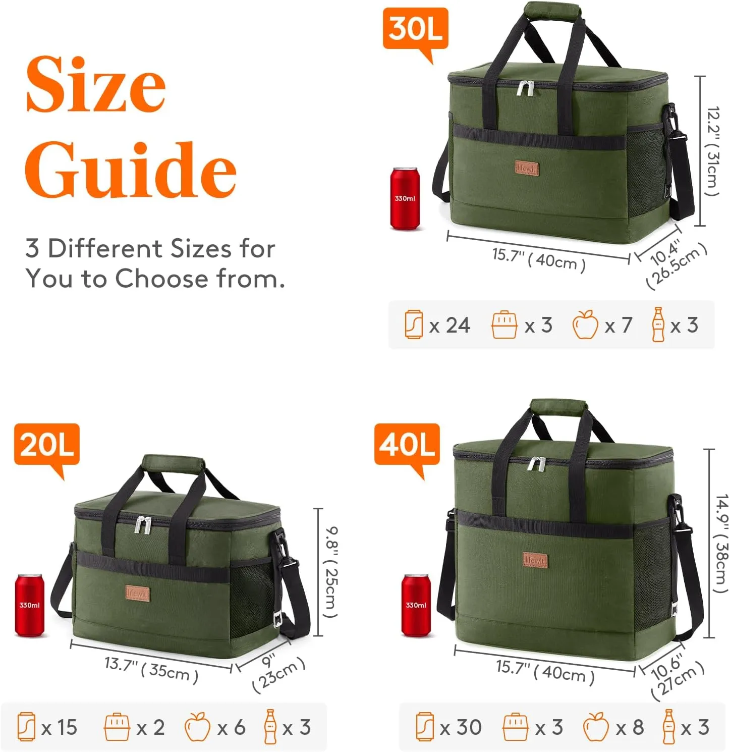 Lifewit Cooler Bag 30/50/60 Cans Collapsible and Insulated Large Lunch Bag Leakproof Soft Cooler Portable Tote for Camping/BBQ/Family Outdoor Activities