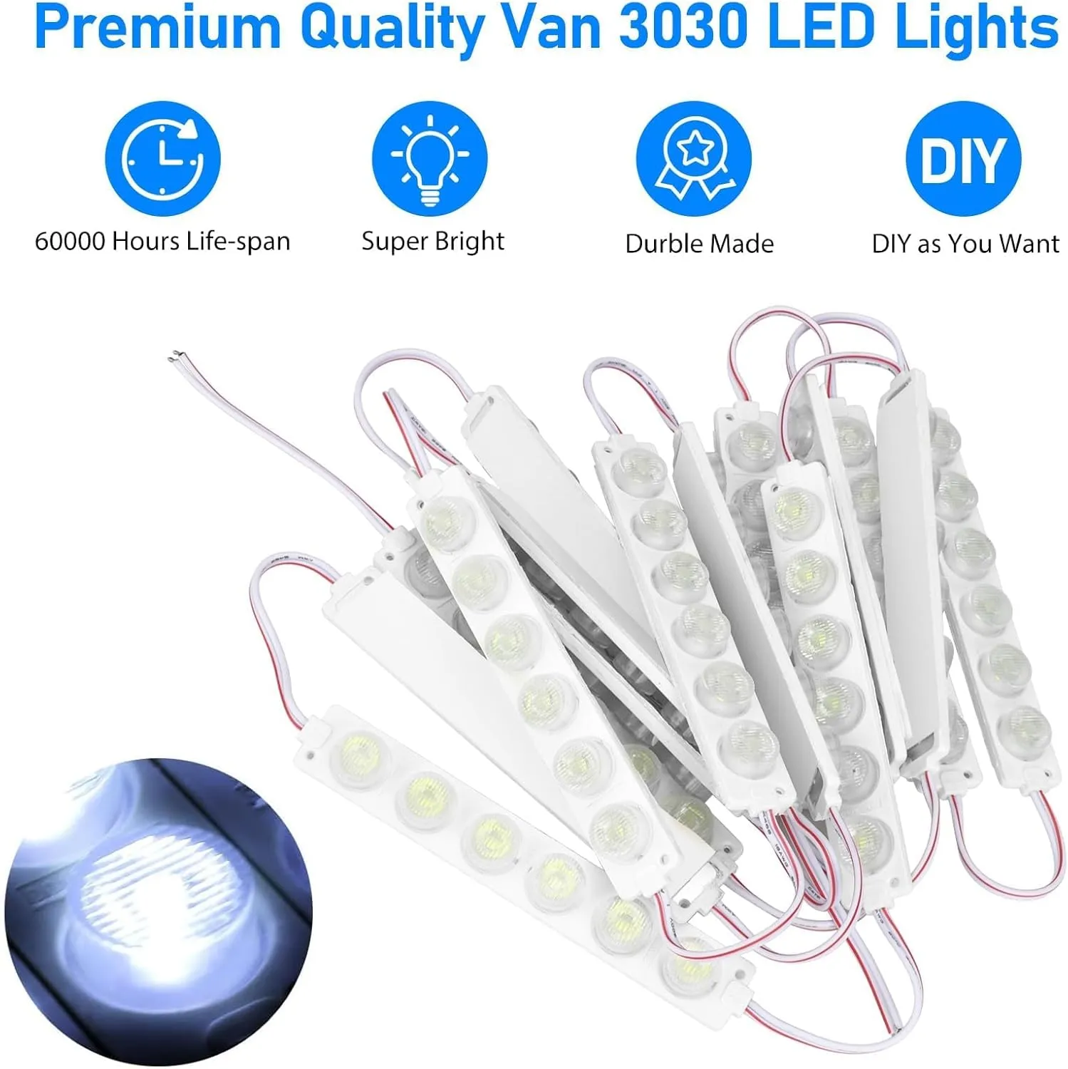 Linkstyle 12V 90 LEDs Van Interior Lights Kit, Super Bright Ceiling Dome Lamp Lights for Van RV Trailer Boat Bus, 15 Modules White