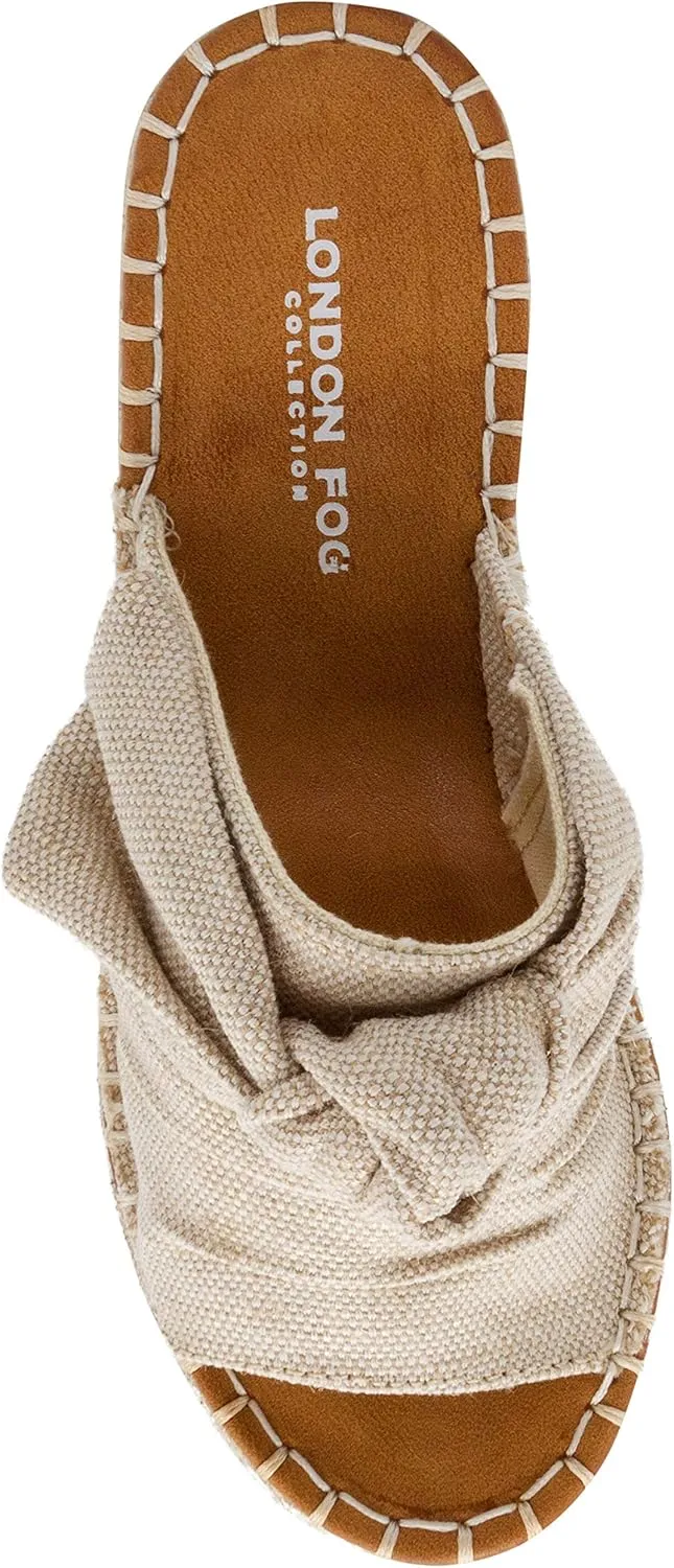 LONDON FOG Womens Heidi Espadrille Wedge Sandals with Knotty Bow Detail