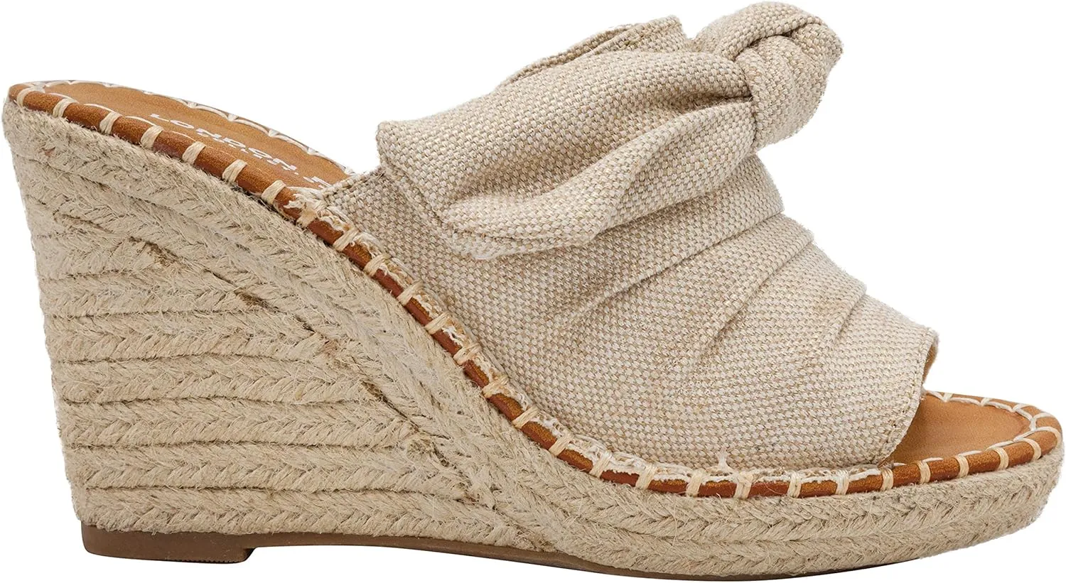 LONDON FOG Womens Heidi Espadrille Wedge Sandals with Knotty Bow Detail
