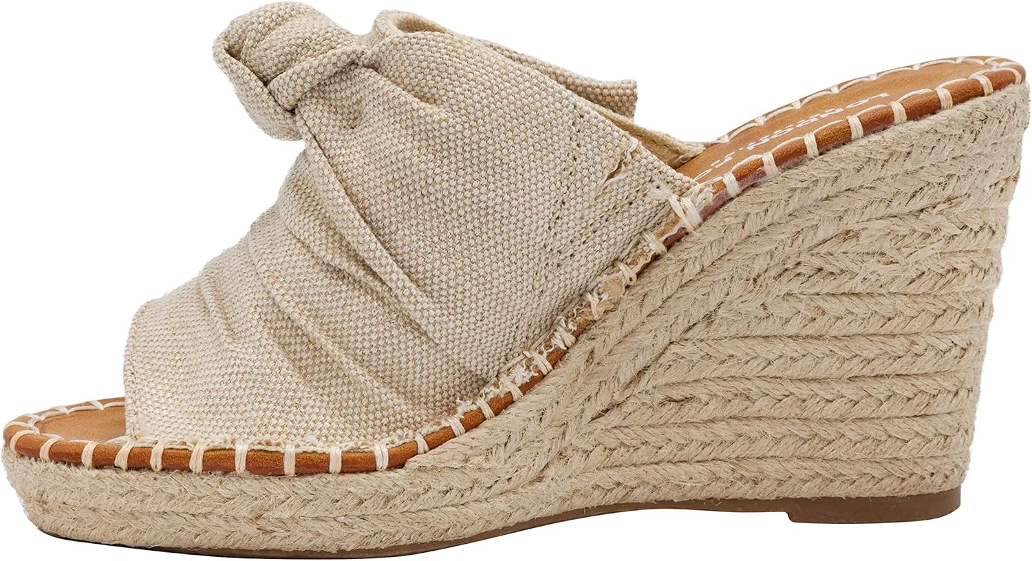 LONDON FOG Womens Heidi Espadrille Wedge Sandals with Knotty Bow Detail