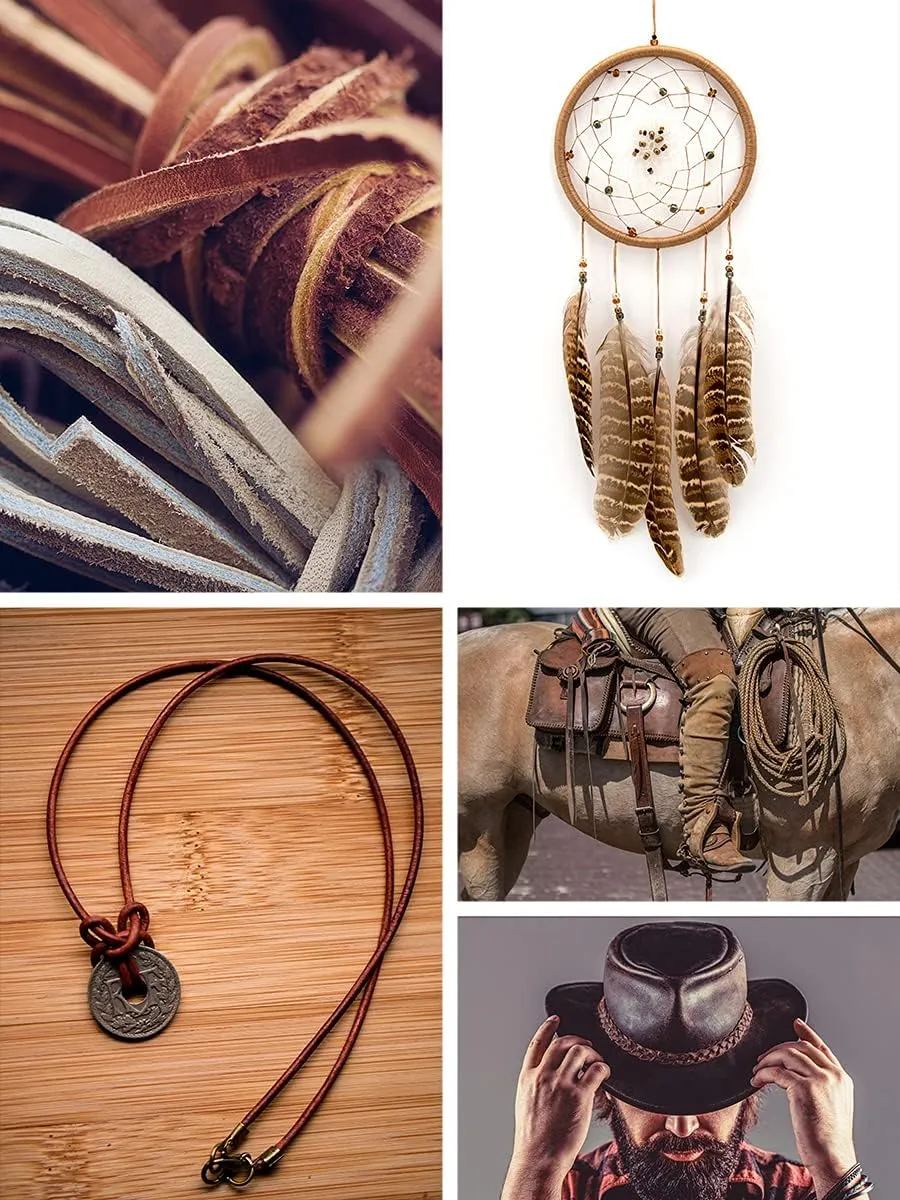 Mandala Crafts Espresso Brown Leather Cord for Jewelry Making - 8.5 Yds 2mm Leather Strips for Crafts Braiding - Flat Genuine Leather Cord String Straps for Leather Boot Laces
