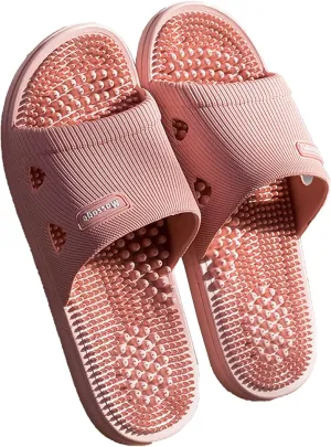 Massage Slippers Foot Reflexology,Massagers Sandals for Men & Women Home Shoes,Massage Pain Relief Non-Slip Massage Shoes for Bath Shower (Color : Pink, Size : EUR 36-37)