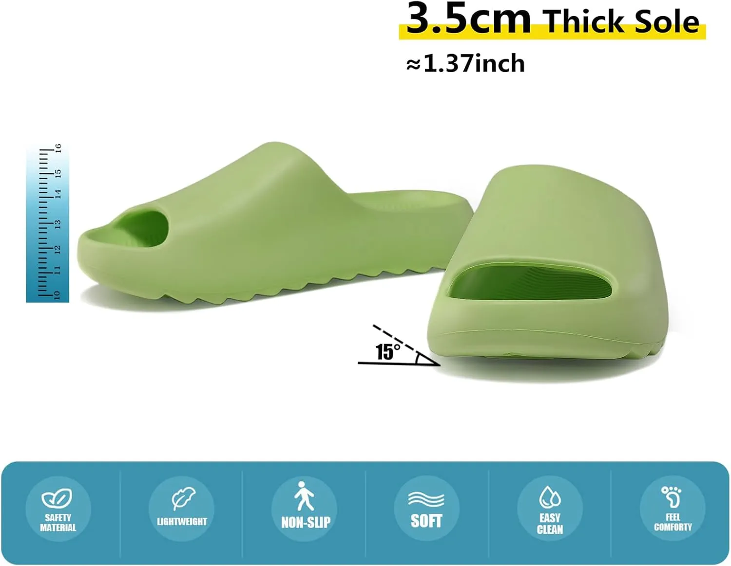 Men Women Cloud Cushion Slides EVA Pillow Slippers Cute Cartoon Print Non-Slip Shower Sandals Open Toe for Bathroom House Spa Gym Home Soft Comfy Shoes