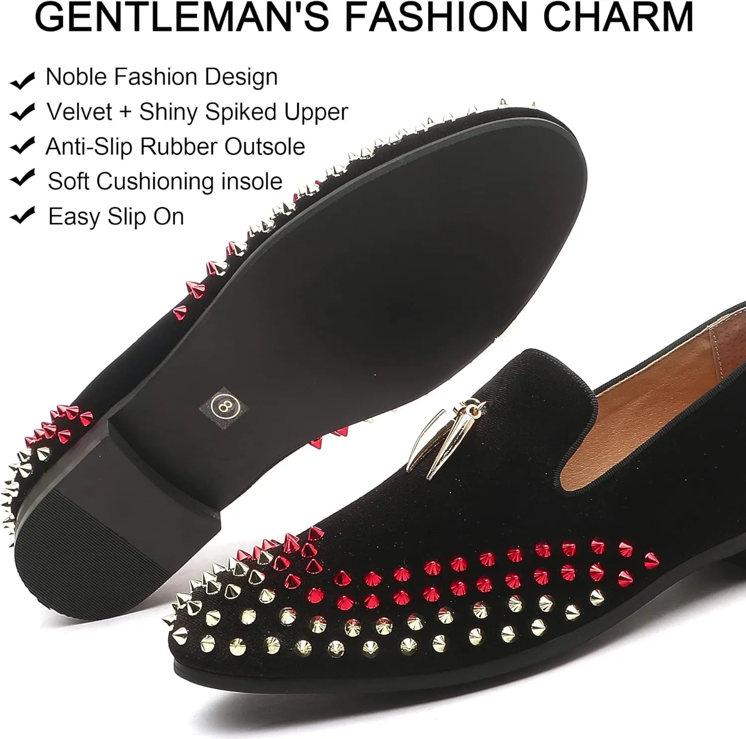 Mens Leopard Loafers Leather Embroidery Spiked Slip on Dress Shoes Slipper Luxury Fashion Penny Prom