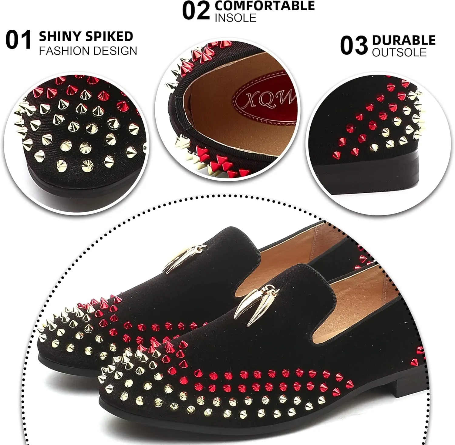 Mens Leopard Loafers Leather Embroidery Spiked Slip on Dress Shoes Slipper Luxury Fashion Penny Prom