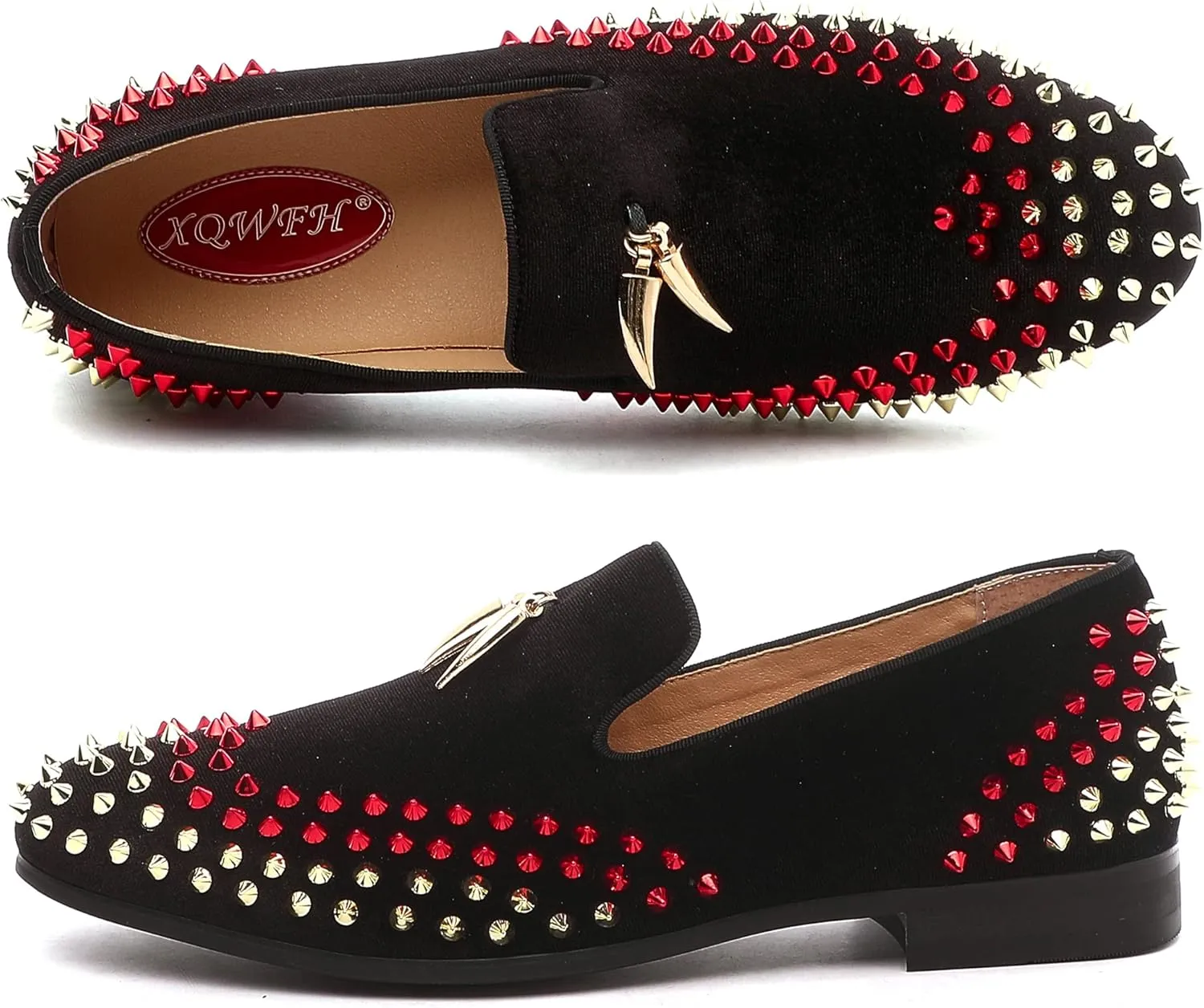 Mens Leopard Loafers Leather Embroidery Spiked Slip on Dress Shoes Slipper Luxury Fashion Penny Prom