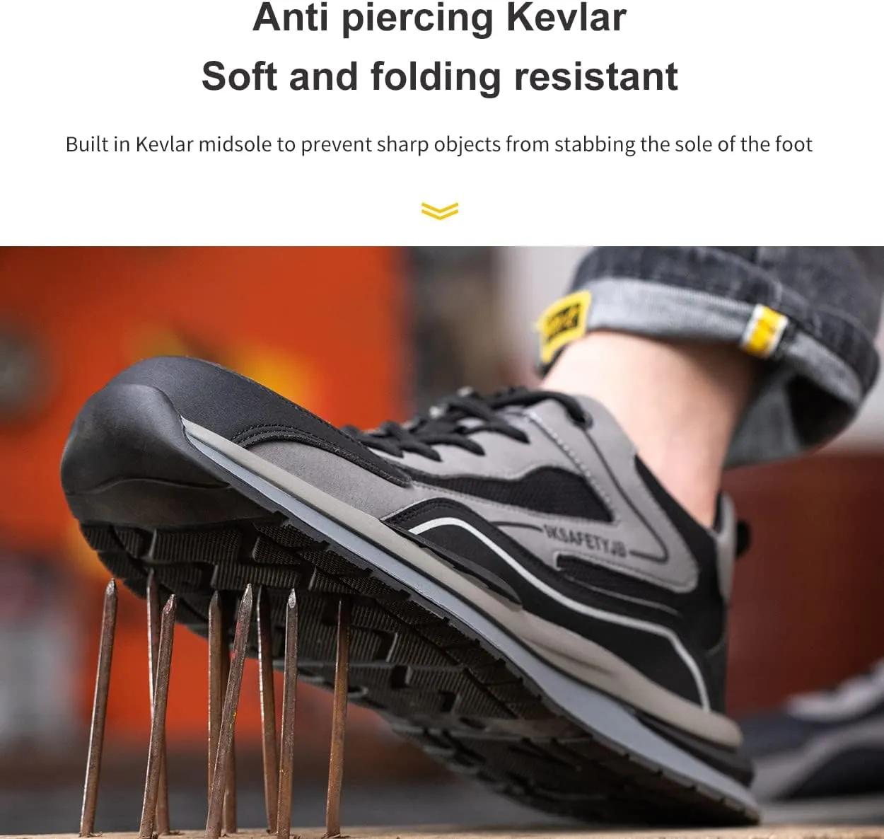Men's Work Shoes Steel Toe Safety Shoes for Men Lightweight Work Sneakers Puncture Proof Safety Work Shoes for Construction Non Slip Safety Sneakers Comfortable Breathable Walking Tennis Shoes
