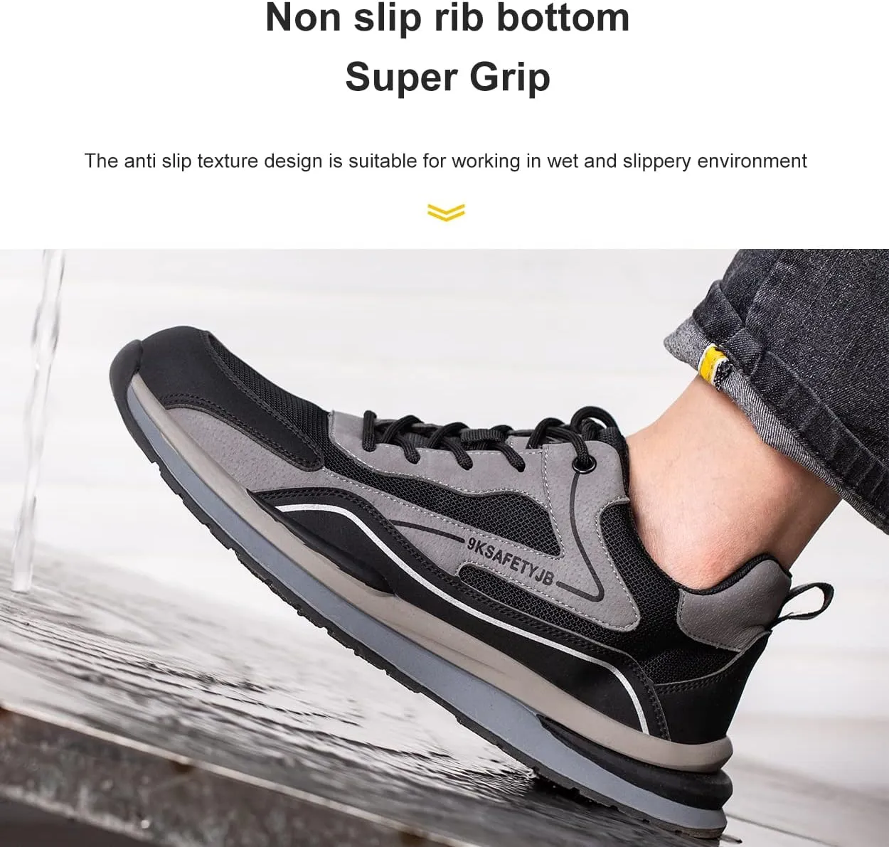 Men's Work Shoes Steel Toe Safety Shoes for Men Lightweight Work Sneakers Puncture Proof Safety Work Shoes for Construction Non Slip Safety Sneakers Comfortable Breathable Walking Tennis Shoes