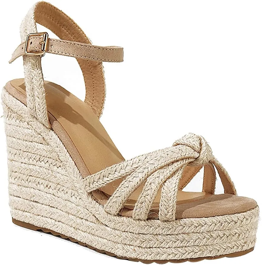 mikarka Sandals for Women, Platform Ankle Strap Womens Sandals Open Toe Espadrille Wedge Sandals for Women Concise Casual Summer Womens Shoes