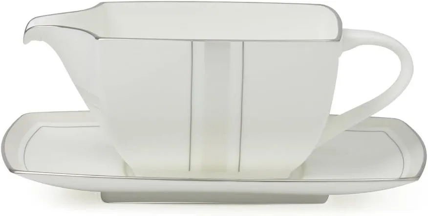Mikasa Platinum Matrix Gravy Boat with Stand