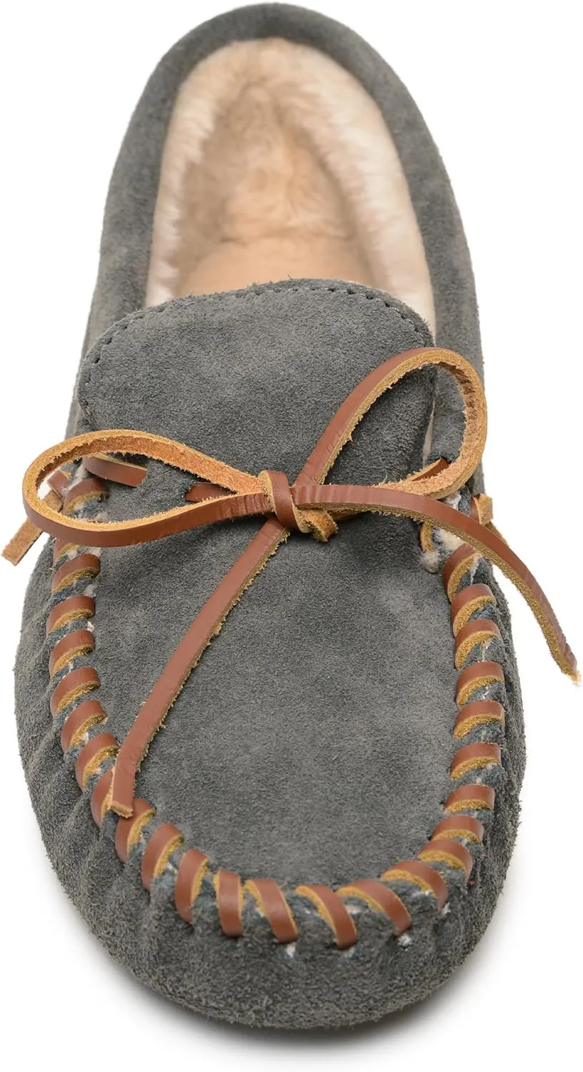 Minnetonka Men's Pile Lined Soft Leather Sole Slipper