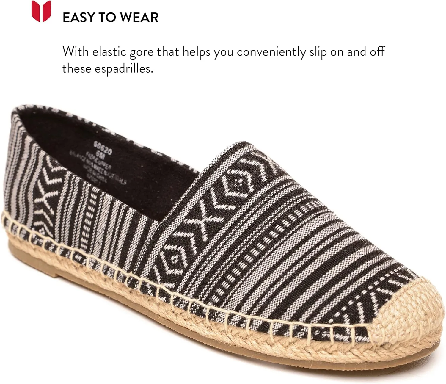 Minnetonka Women’s Pam Espadrille - Handcrafted with Microsuede Fabric Lining, MinnFLEX Rubber Outsole, Elastic Gore, Patterned Fabric Upper, and Cushion Insole