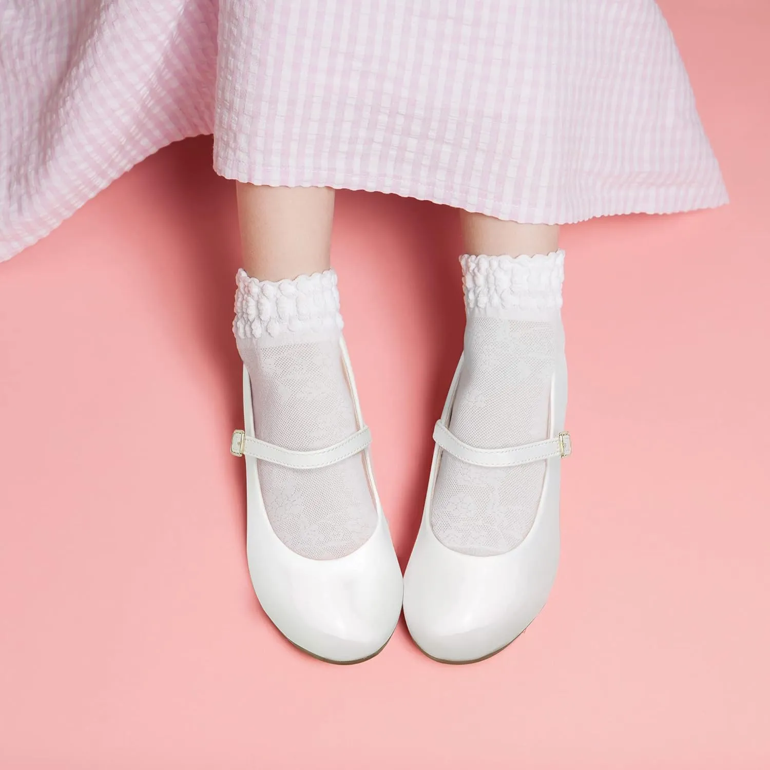 MIXIN Girls Mary Jane Dress Shoes - Princess Ballerina Flats Low Heels for School Party Wedding, Back to School Shoes for Girls (Little Kid/Big Kids)