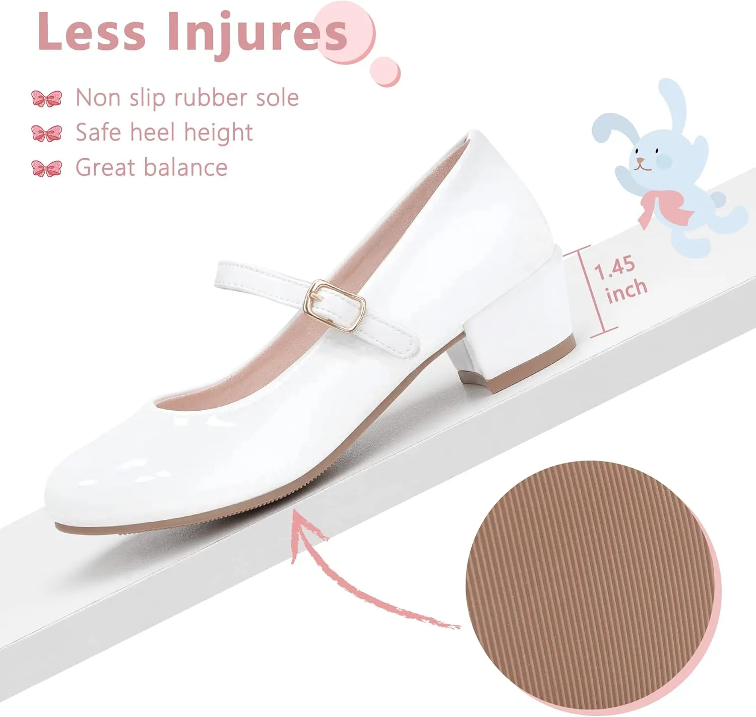 MIXIN Girls Mary Jane Dress Shoes - Princess Ballerina Flats Low Heels for School Party Wedding, Back to School Shoes for Girls (Little Kid/Big Kids)