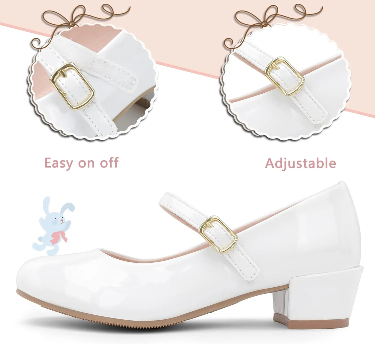 MIXIN Girls Mary Jane Dress Shoes - Princess Ballerina Flats Low Heels for School Party Wedding, Back to School Shoes for Girls (Little Kid/Big Kids)