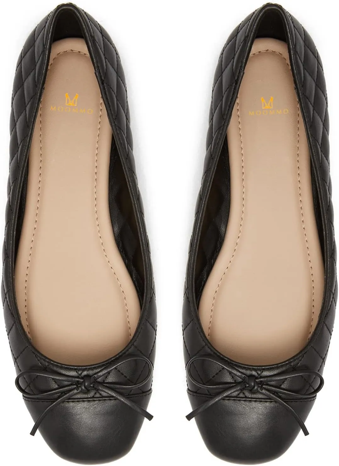 MOOMMO Women Cap Toe Flats Bow Slip On Ballet Flats Comfort Quilted Colorblock Flat Shoes Round Toe Flat Heel Dress Shoes Office Ladies Party Chic Driver Flats Casual 4-11 M US