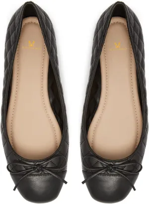 MOOMMO Women Cap Toe Flats Bow Slip On Ballet Flats Comfort Quilted Colorblock Flat Shoes Round Toe Flat Heel Dress Shoes Office Ladies Party Chic Driver Flats Casual 4-11 M US