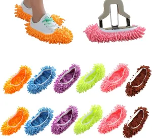 Mop Slippers Shoes Cover Dust Duster Washable Microfiber Mop Socks for Cleaning House Floor 6 Pairs(12 PCS)