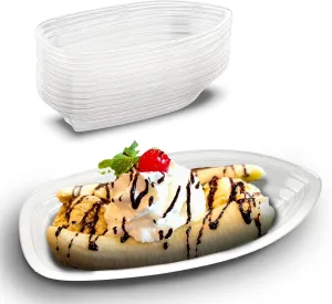 MT Products Clear Plastic Disposable Banana Split Boats 8 oz. Great Party Dish (30 Pieces) - Made in the USA