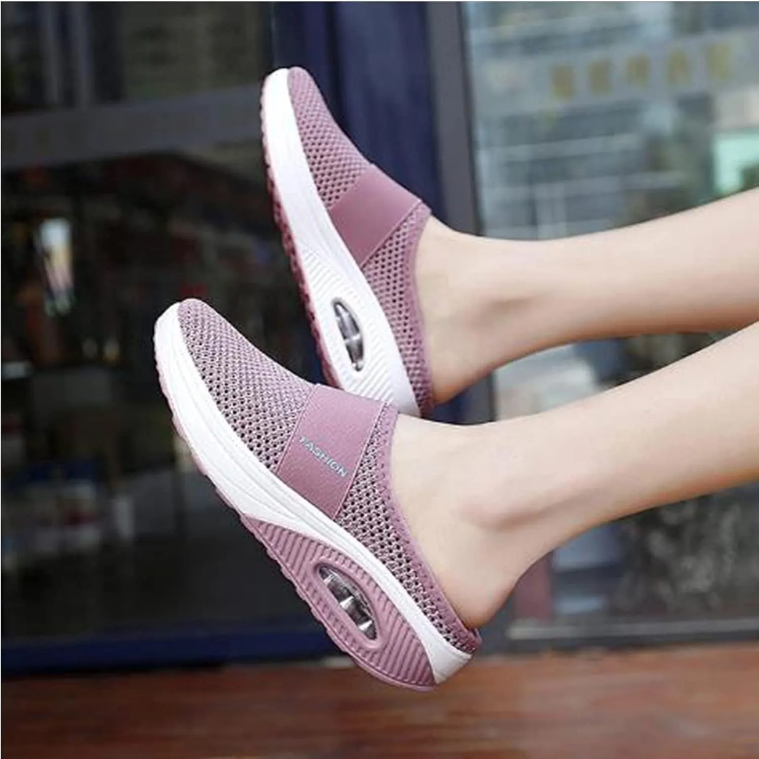Mules for Women Summer Slip On Close Toe Platform Sandals Orthopedic Diabetic Slippers with Arch Support Breathable Mesh Hollow Out Air Cushion Comfortable Walking Shoes