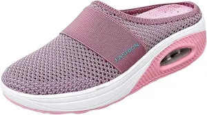 Mules for Women Summer Slip On Close Toe Platform Sandals Orthopedic Diabetic Slippers with Arch Support Breathable Mesh Hollow Out Air Cushion Comfortable Walking Shoes