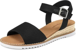 mysoft Women's Espadrilles Wedge Sandals Open Toe Ankle Strap Comfortable Casual Summer Walking Shoes