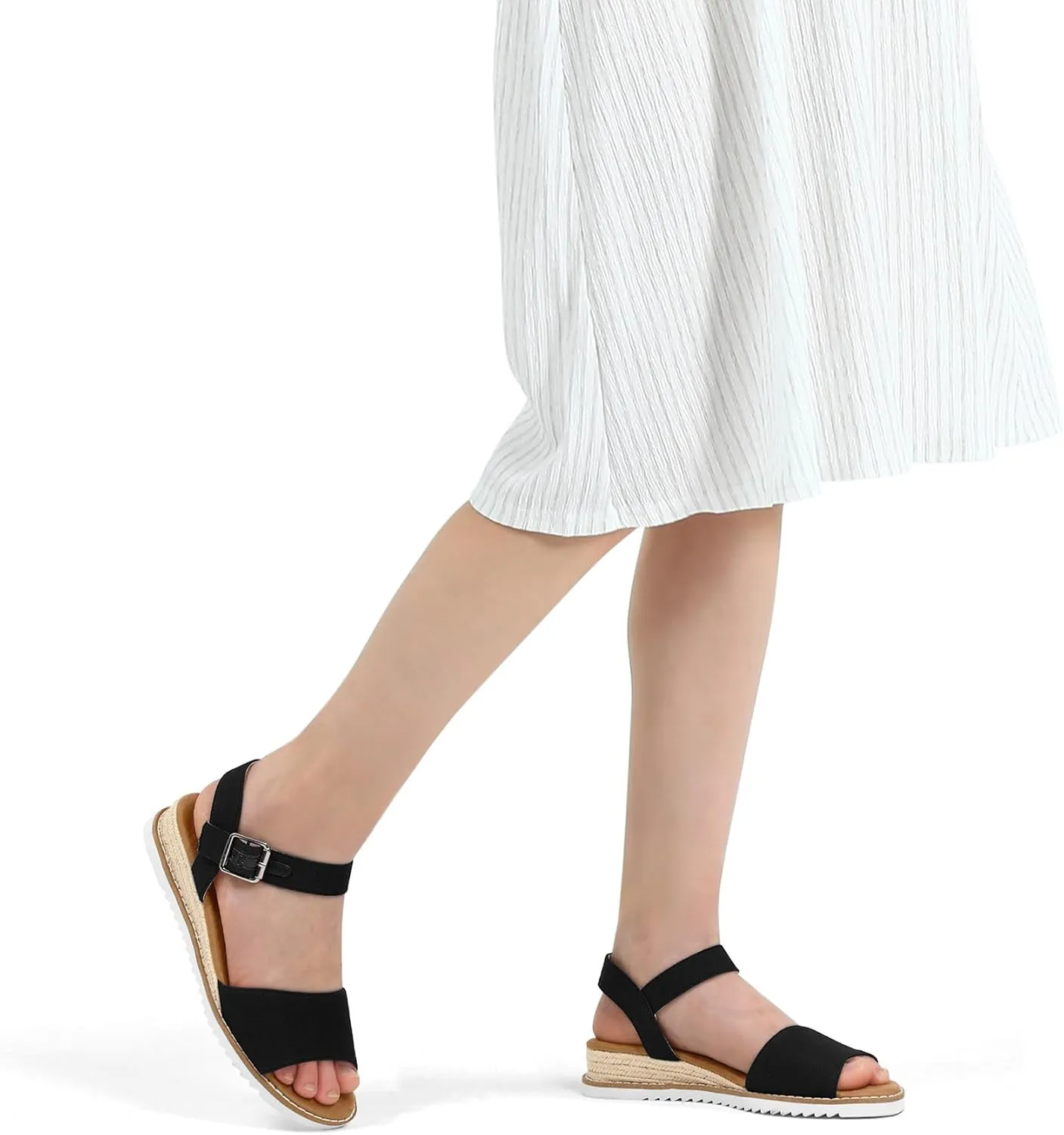 mysoft Women's Espadrilles Wedge Sandals Open Toe Ankle Strap Comfortable Casual Summer Walking Shoes