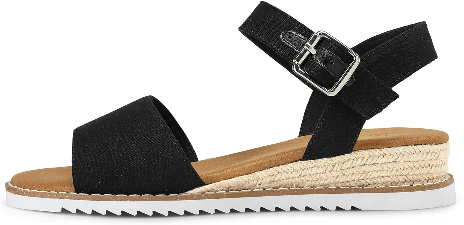 mysoft Women's Espadrilles Wedge Sandals Open Toe Ankle Strap Comfortable Casual Summer Walking Shoes