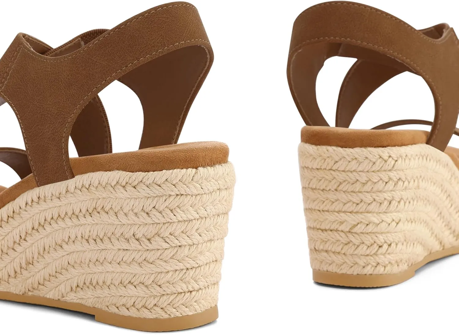 mysoft Women's Platform Espadrille Wedge Sandals Open Toe Elastic Ankle Strap Crisscross Slip on Summer Shoes