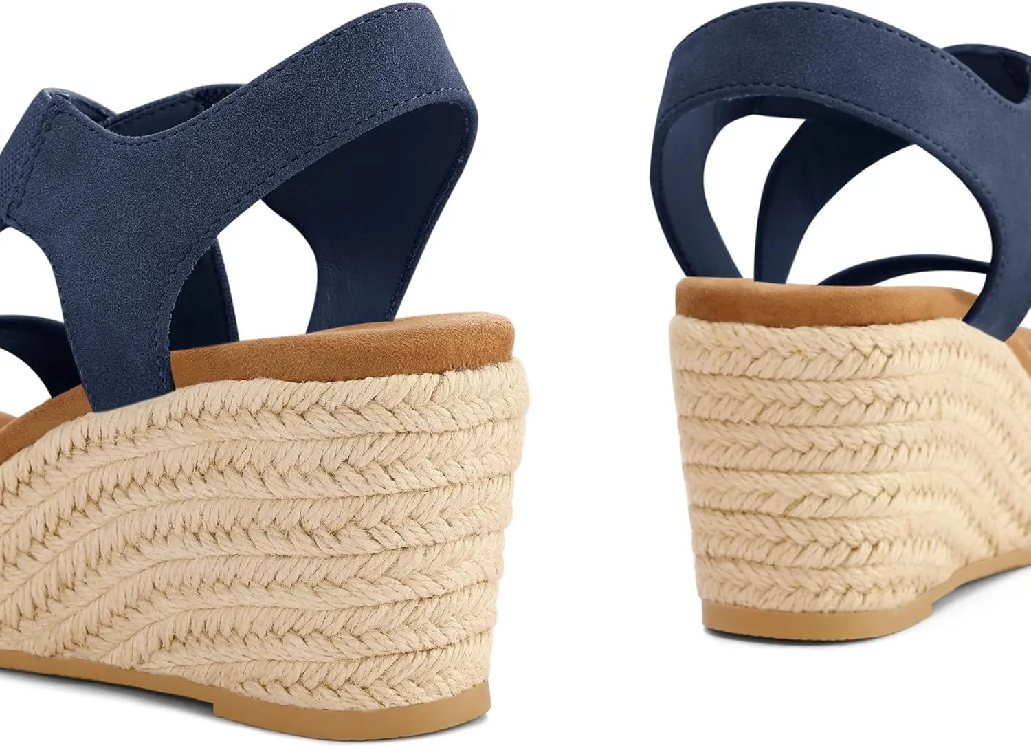 mysoft Women's Platform Espadrille Wedge Sandals Open Toe Elastic Ankle Strap Crisscross Slip on Summer Shoes