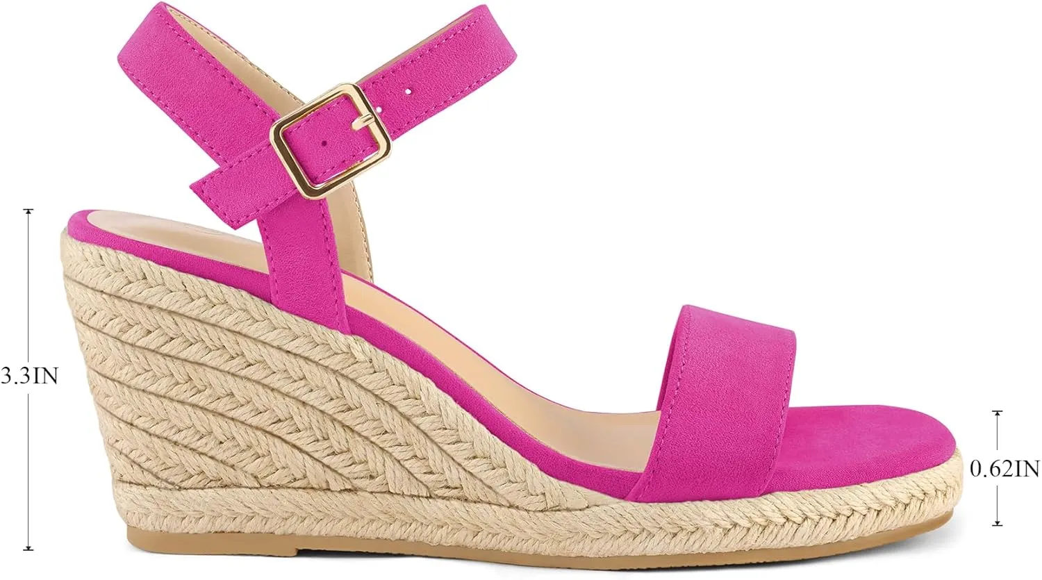 mysoft Women's Platform Espadrille Wedge Sandals Square Open Toe Ankle Strap Buckle Casual Summer Dressy Sandals