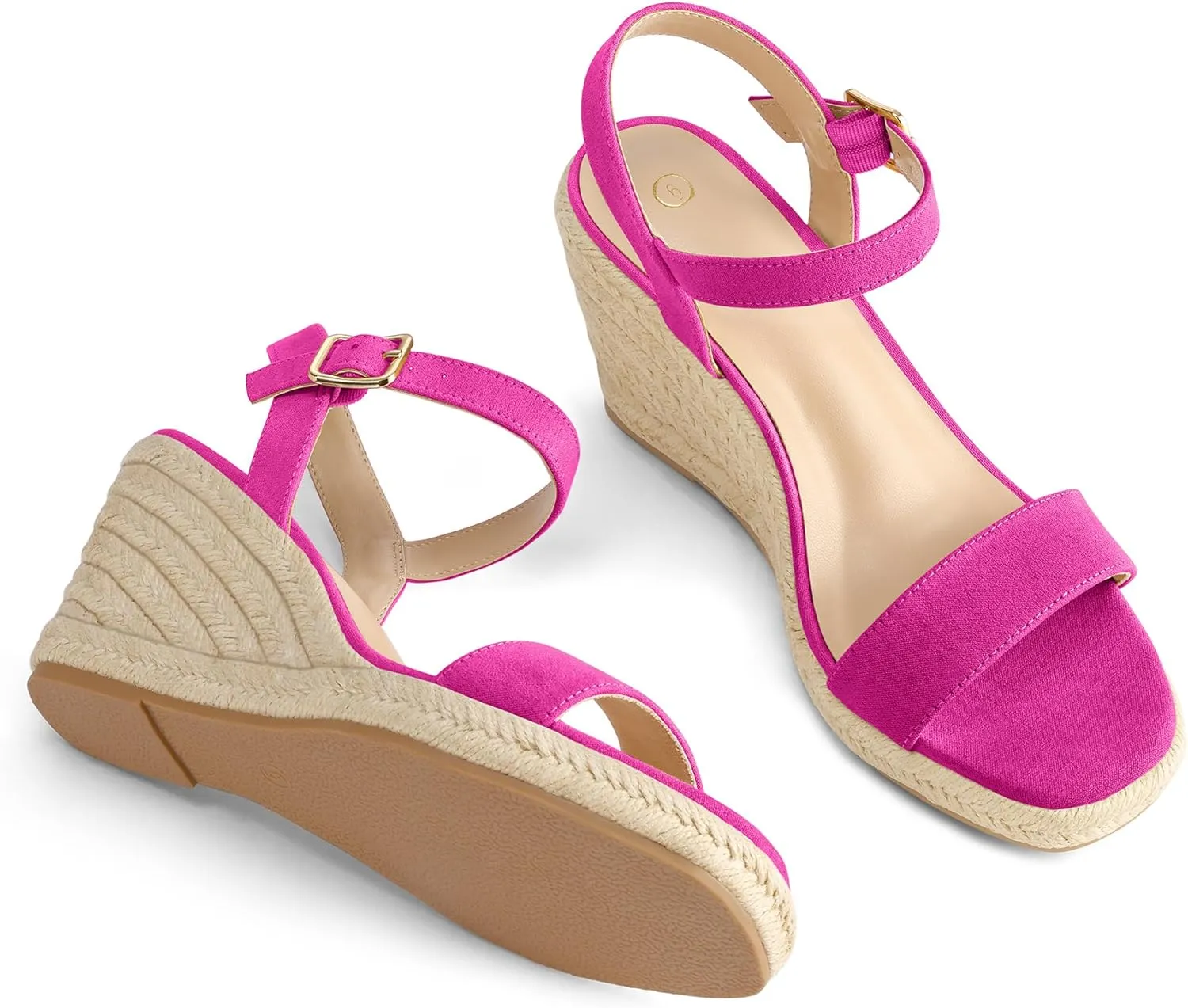 mysoft Women's Platform Espadrille Wedge Sandals Square Open Toe Ankle Strap Buckle Casual Summer Dressy Sandals