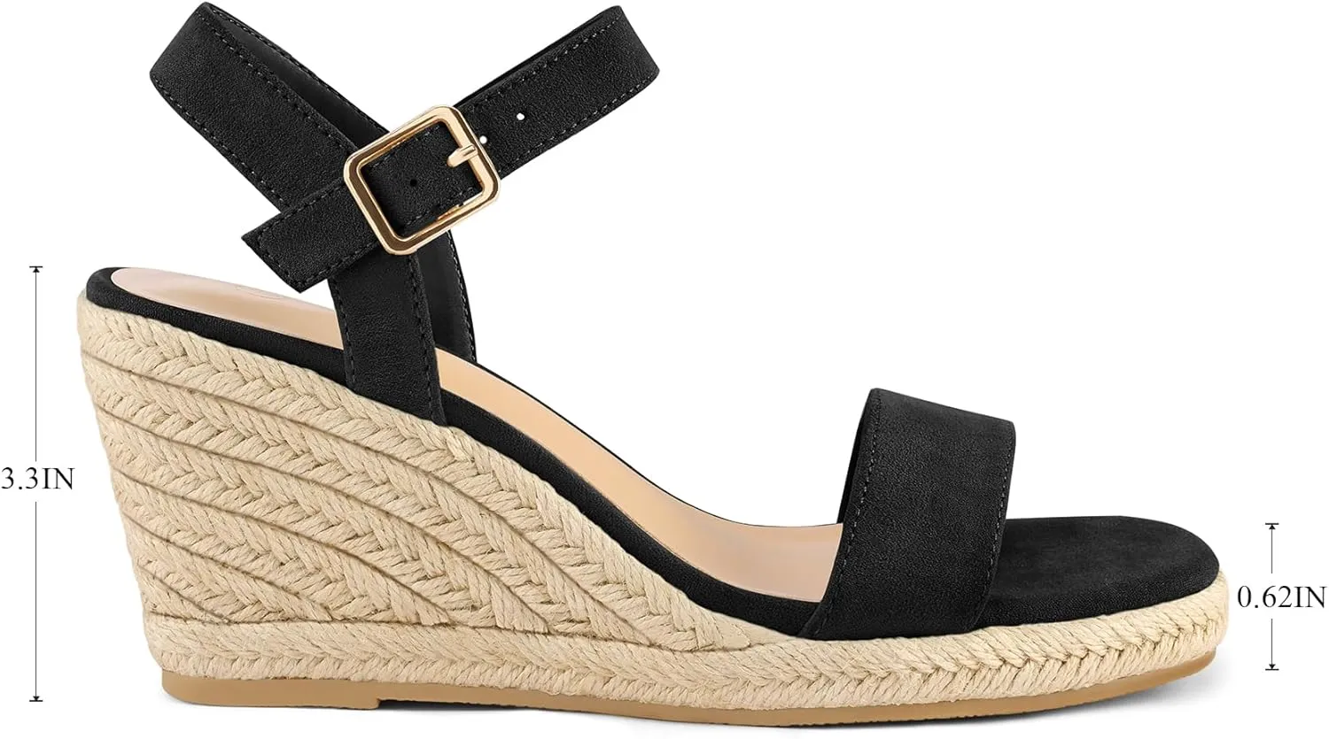 mysoft Women's Platform Espadrille Wedge Sandals Square Open Toe Ankle Strap Buckle Casual Summer Dressy Sandals