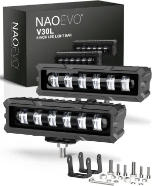 NAOEVO 6 Inch LED Light Bar, 50W 2600LM LED Fog/Off Road Lights for Trucks/Cars/Boat, 2 Pcs (White)