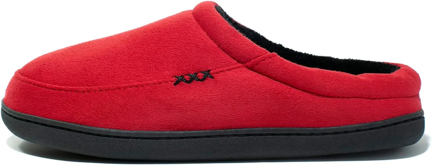 NewDenBer Men's Warm Memory Foam Suede Plush Fleece Lined Slip on Indoor Outdoor Clog House Slippers