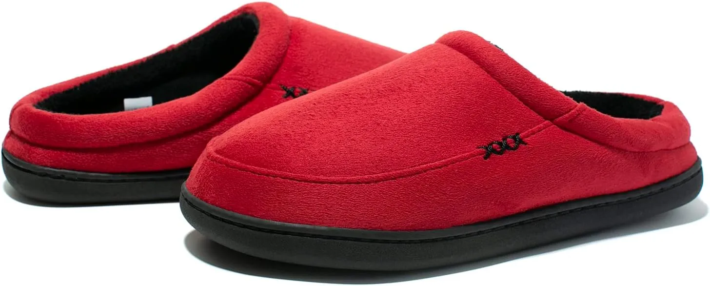 NewDenBer Men's Warm Memory Foam Suede Plush Fleece Lined Slip on Indoor Outdoor Clog House Slippers