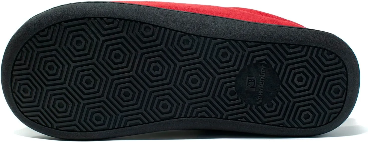 NewDenBer Men's Warm Memory Foam Suede Plush Fleece Lined Slip on Indoor Outdoor Clog House Slippers
