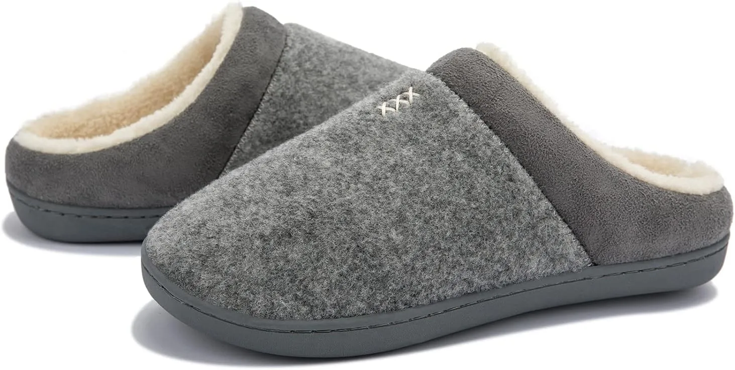 NewDenBer Women's Cozy Memory Foam Slippers Soft Fleece Lined Slip on Indoor Outdoor House Shoes